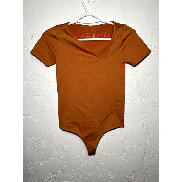 Simon Miller stretch y2k contemporary minimalistJuri burnt orange bodysuit XS - Picture 1 of 5